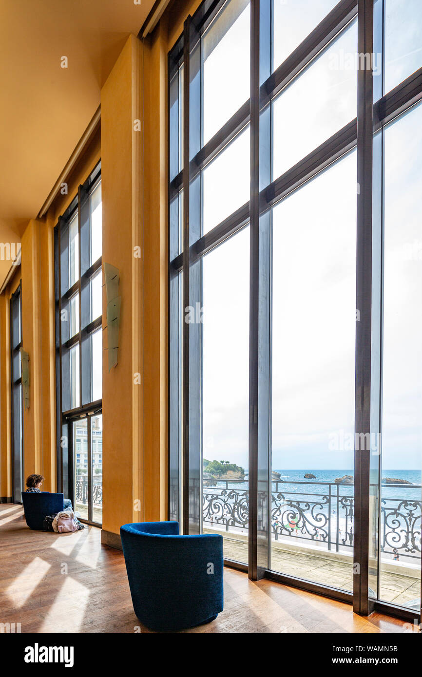 In the art deco style, a view of the Ambassadors' room in the Municipal Casino of Biarritz (Atlantic Pyrenees - Aquitaine - France) Stock Photo