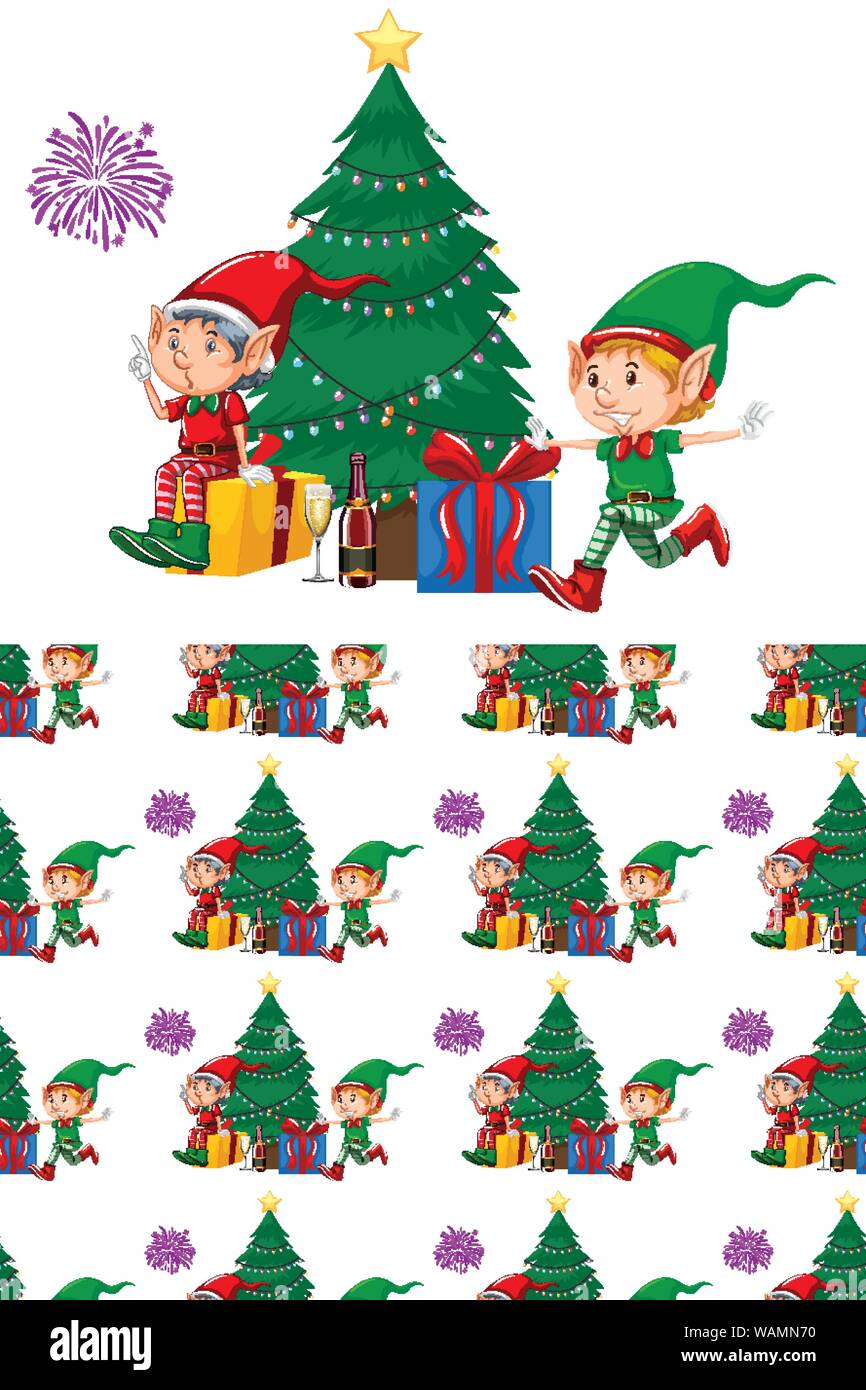 Seamless background design with christmas theme illustration Stock Vector
