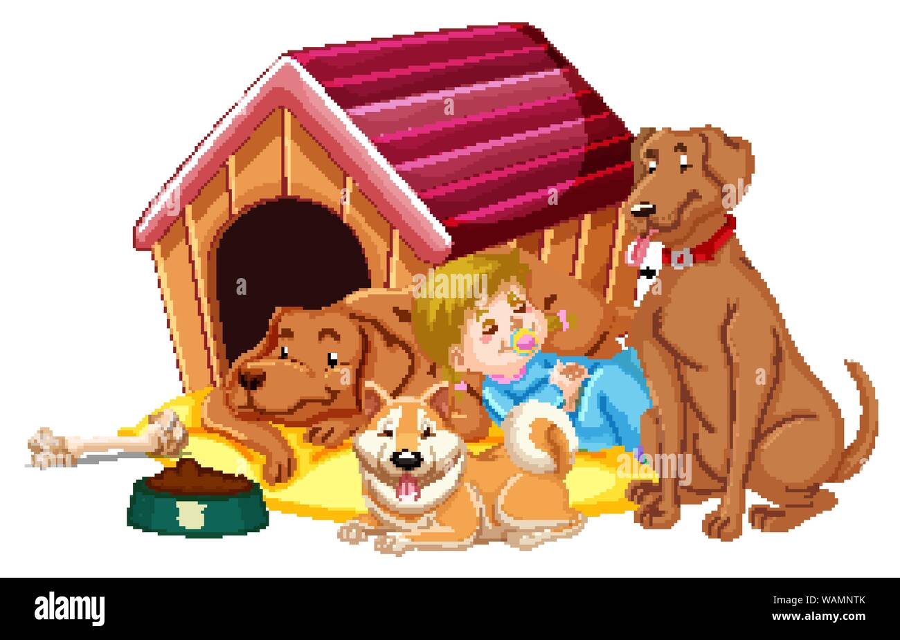 Children with animals on isolated background illustration Stock Vector ...