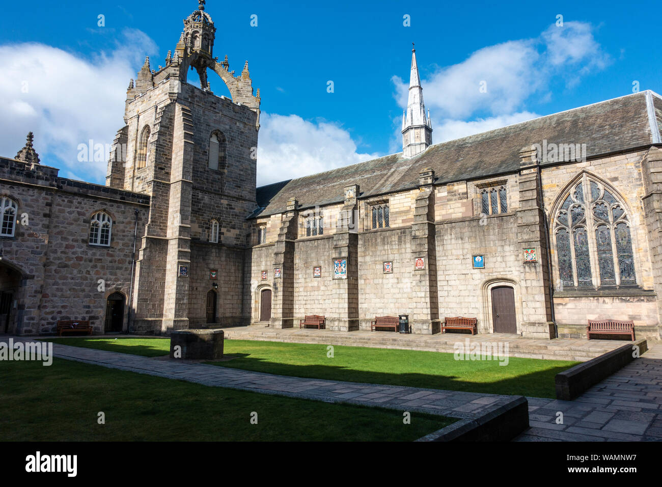 Crown Tower and Quadrangle of King's College Chapel, University of Aberdeen, Old Aberdeen, Aberdeen, Scotland, UK Stock Photo