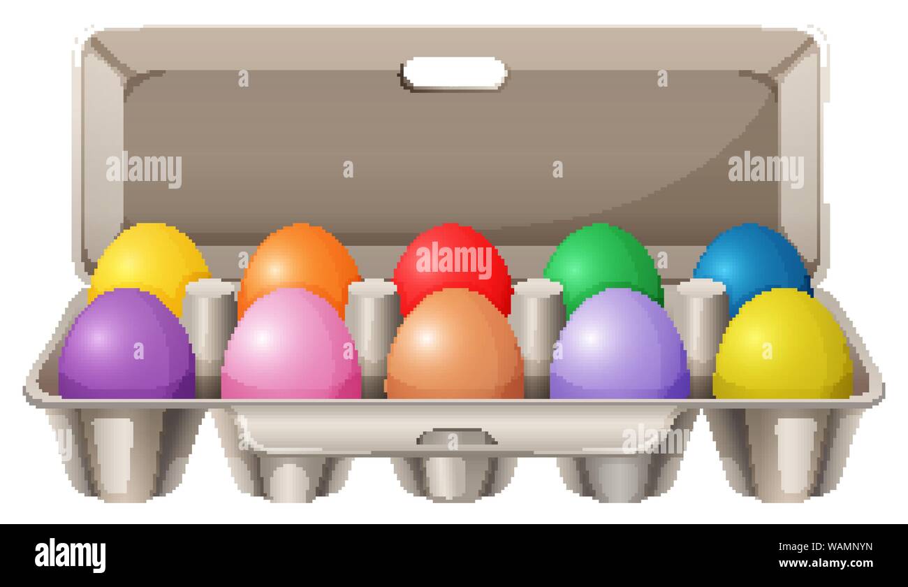Colorful eggs in egg carton illustration Stock Vector Image & Art Alamy