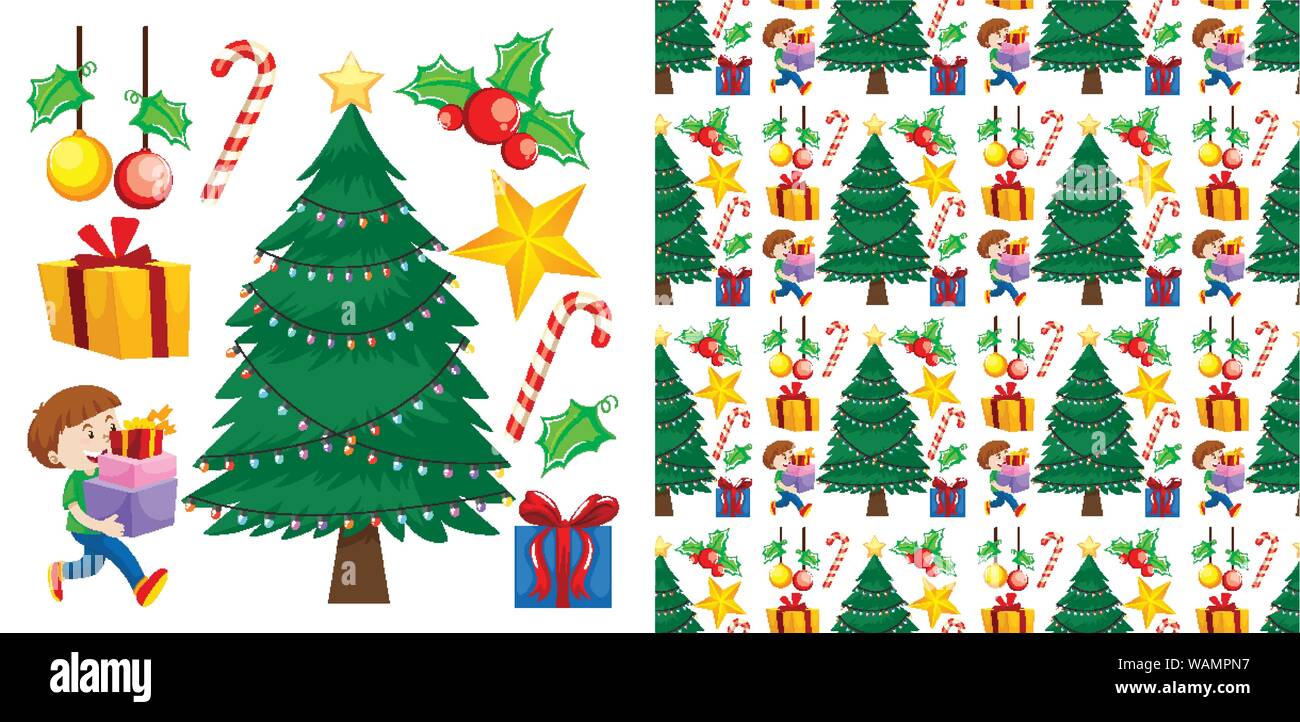 Seamless background design with christmas theme illustration Stock ...