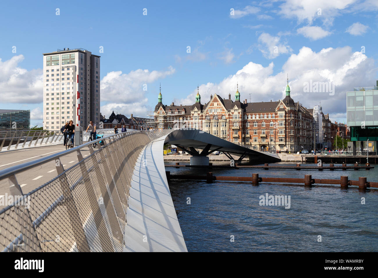 Modern Bridge Lille Langebro in Copenhagen, Denmark Stock Photo