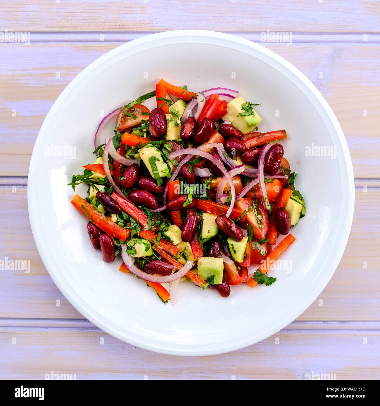 Healthy Vegetarian Avocado and Kidney Bean Summer Salad With Cherry