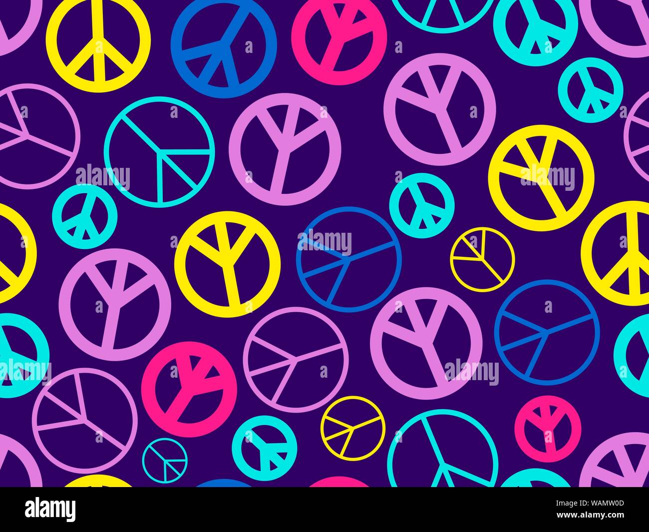 Peace sign seamless pattern. The international symbol of peace and pacifists, anti-war. Vector illustration Stock Vector