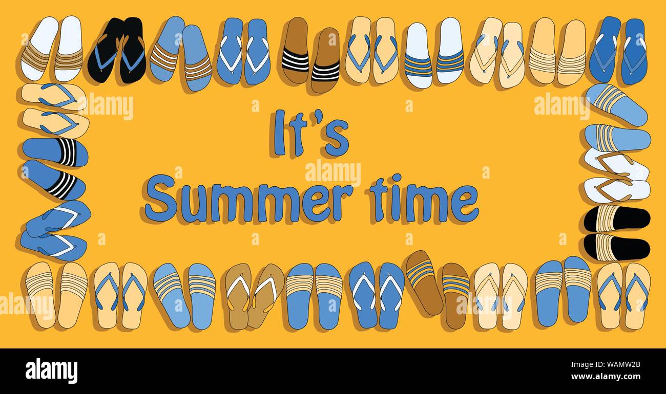 Vector colorful summer flip flops and slides background Stock Vector ...