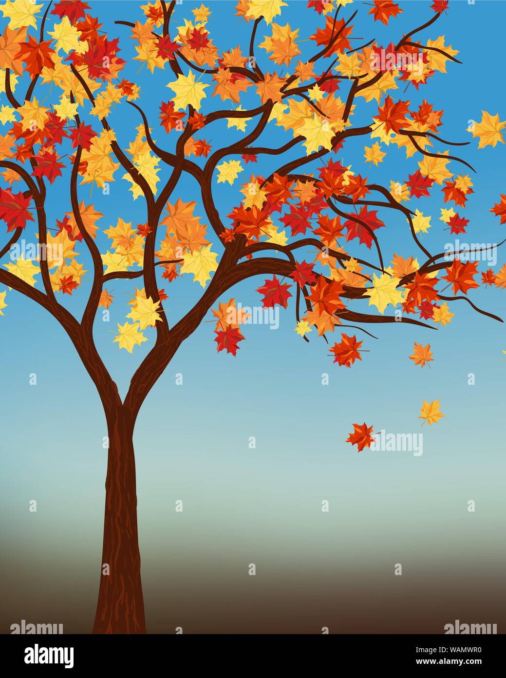 Fall (Autumn) Background With Maple Leaves. Vector Illustration Stock ...