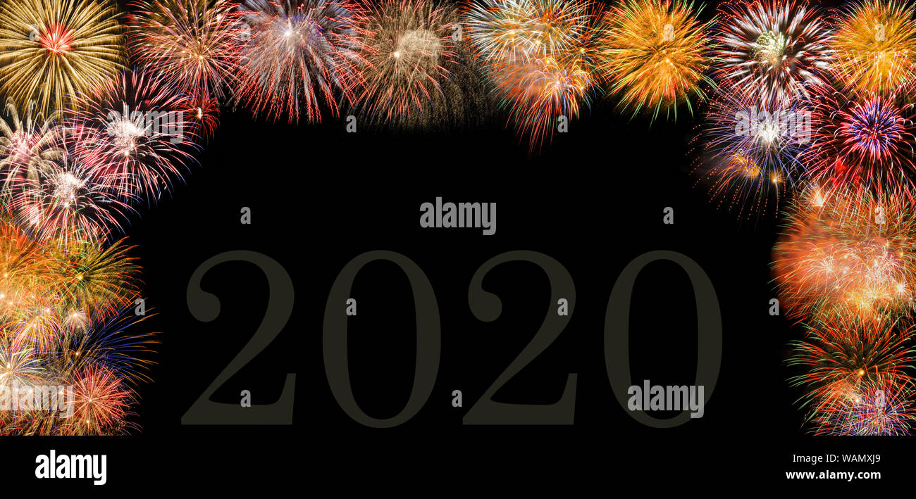 Happy new year 2020 with firework on sky Stock Photo - Alamy