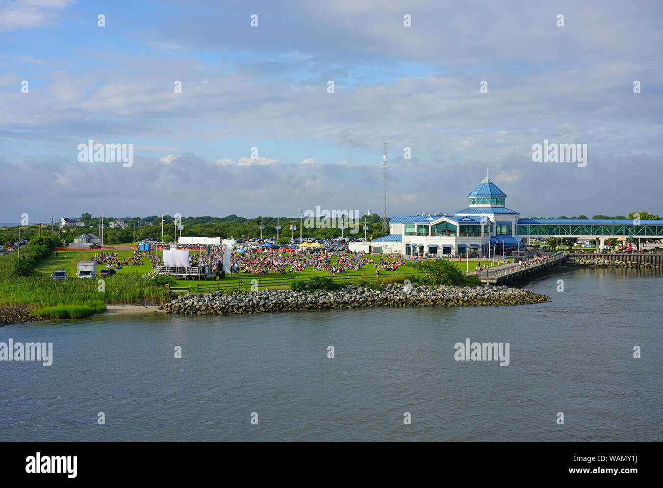 CAPE MAY, NJ -14 AUG 2019- View of the terminal of the Cape May-Lewes Ferry in Cape May, New Jersey, which crosses the Delaware Bay between New Jersey Stock Photo