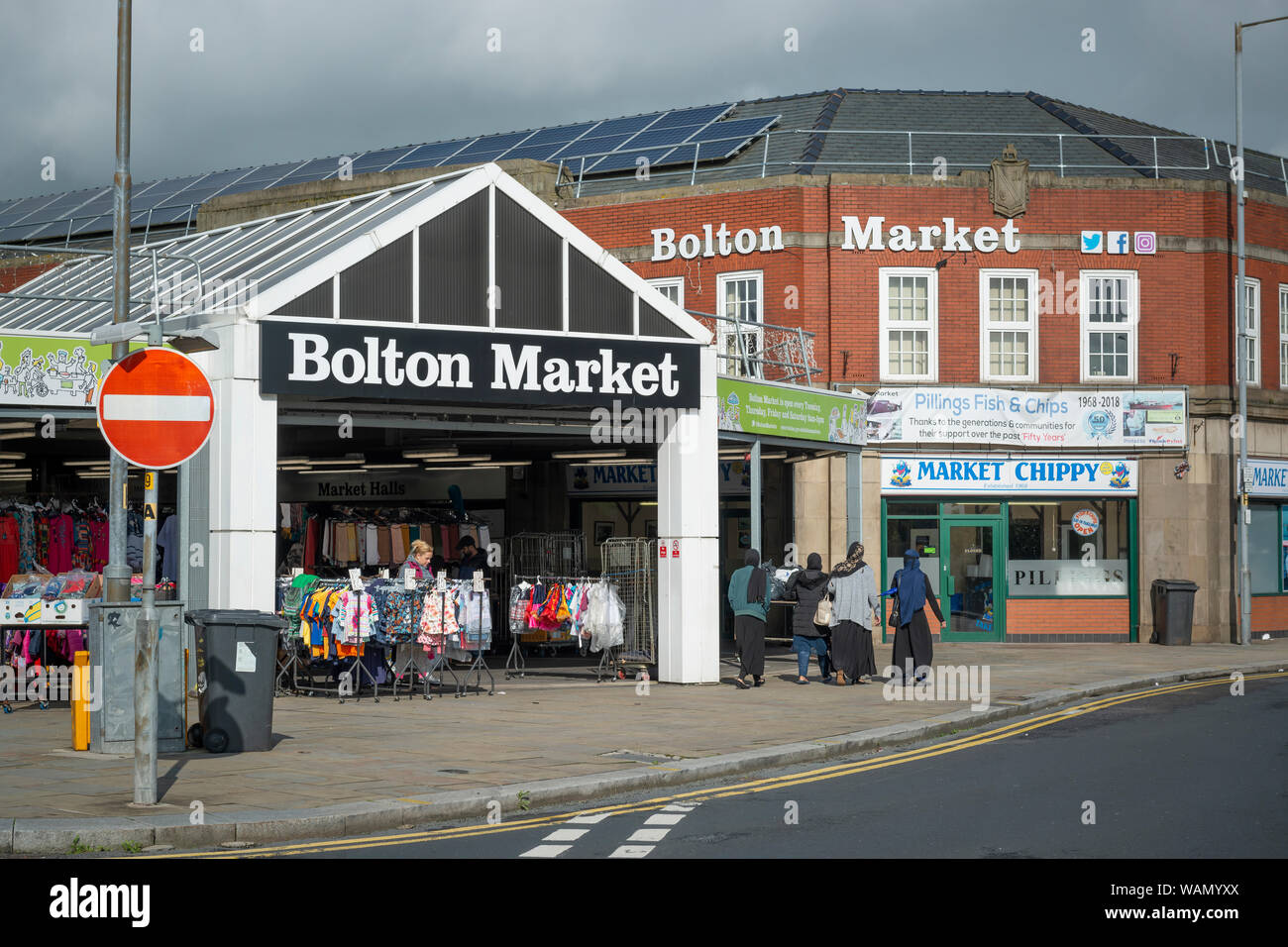 Signage for Bolton Market in Bolton, Lancashire, UK (Editorial use only