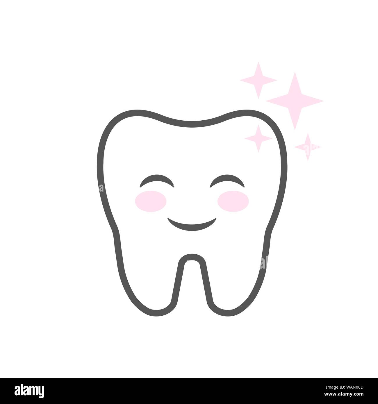 Cute smiling cartoon character tooth. Clean teeth concept. Happy tooth. EPS 10. Stock Vector