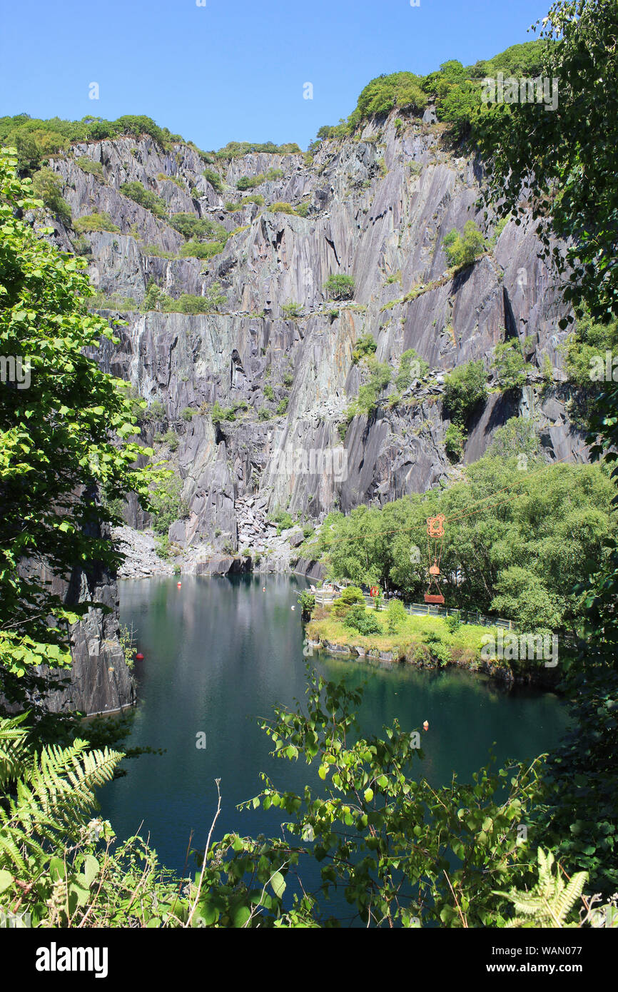 Vivian Quarry an inland scuba dive site part of the former Dinorwic Slate Quarry within Padarn Country Park, Llanberis, Snowdonia, Wales Stock Photo