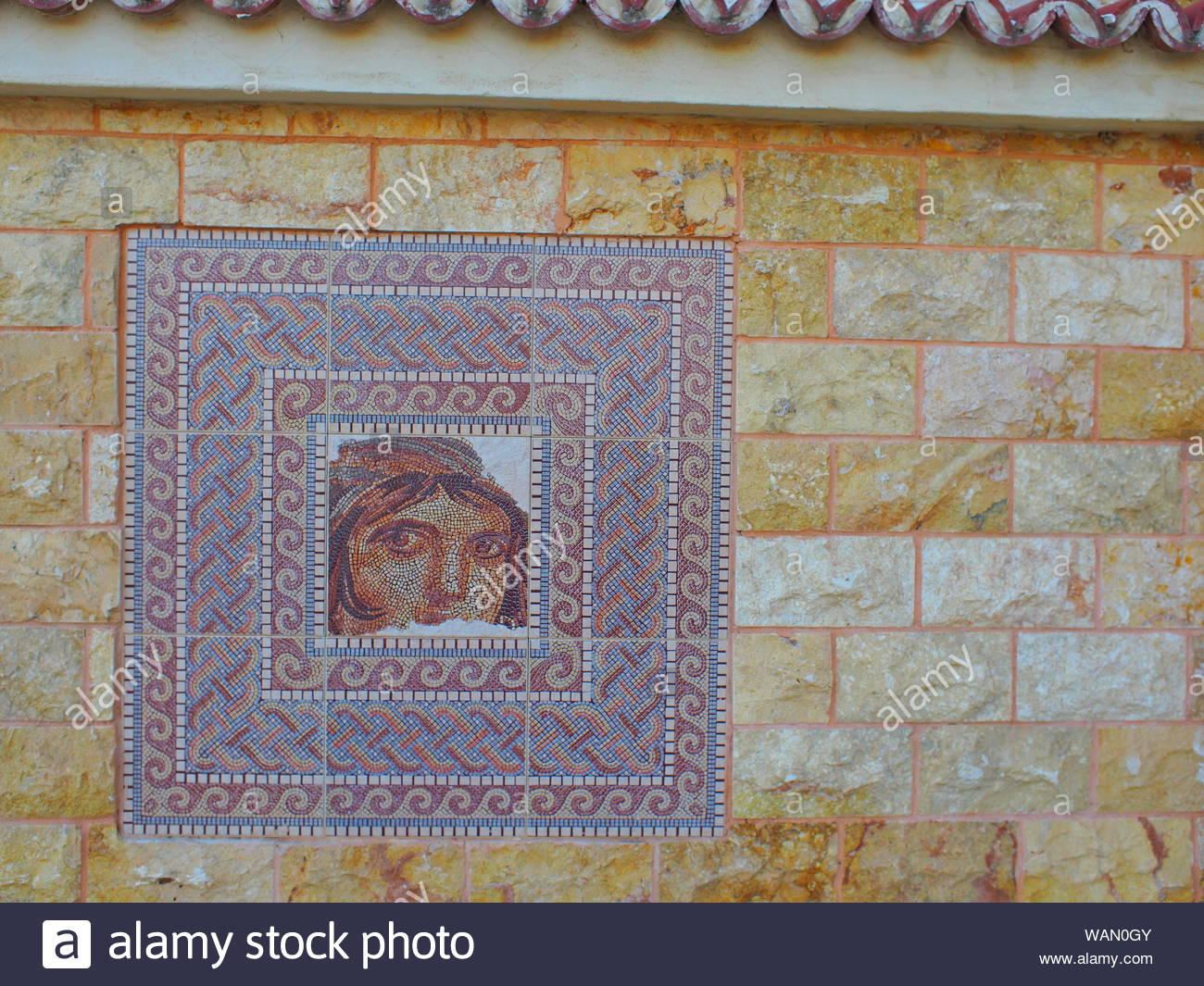 Outdoors Wall Surface Made With Decorative Tiles Stock Photo