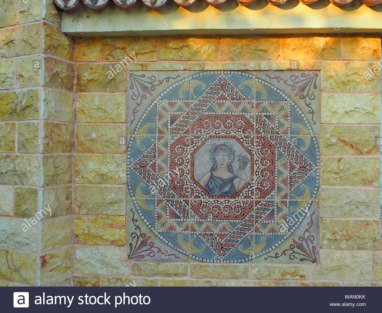 Outdoors Wall Surface Made With Decorative Tiles Stock Photo