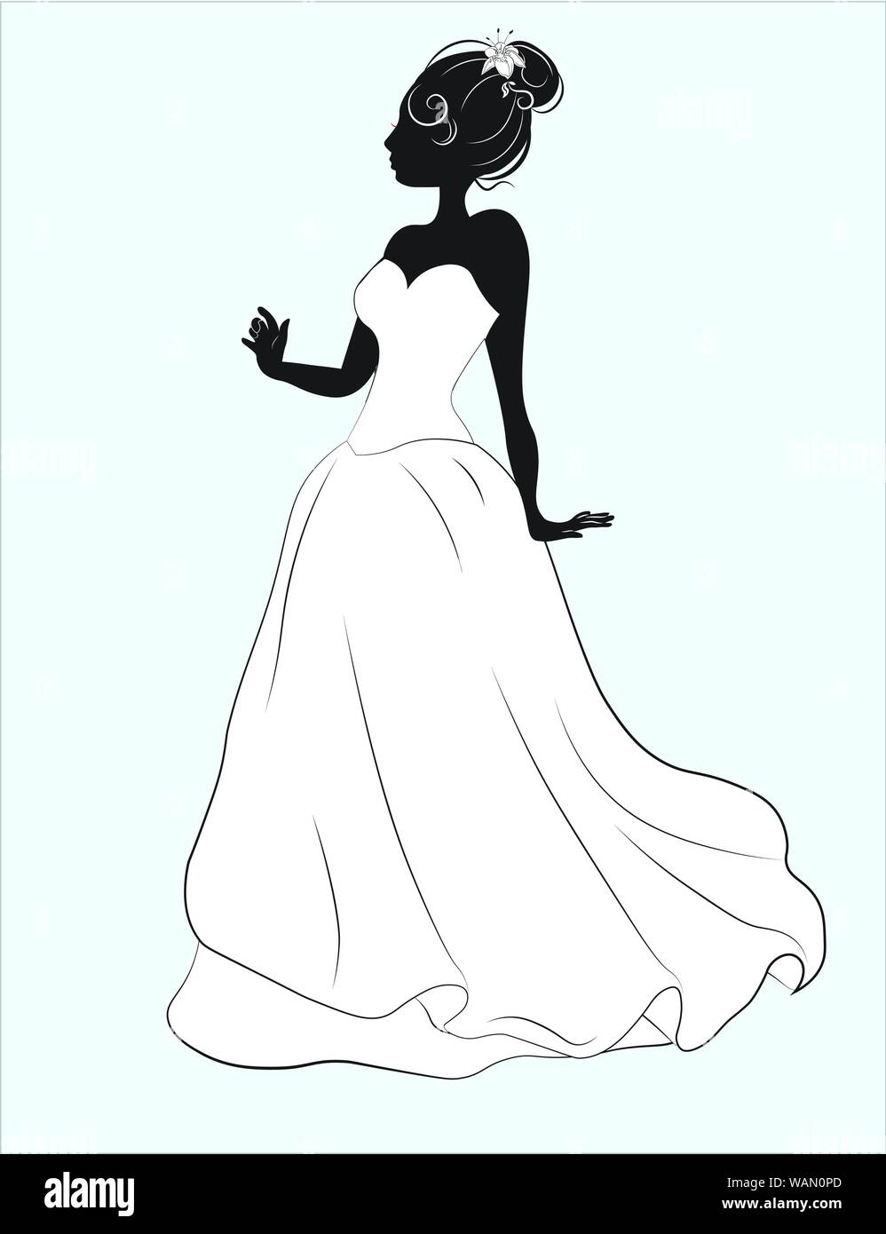 bride on a white wedding dress, a silhouette Stock Vector Image & Art ...