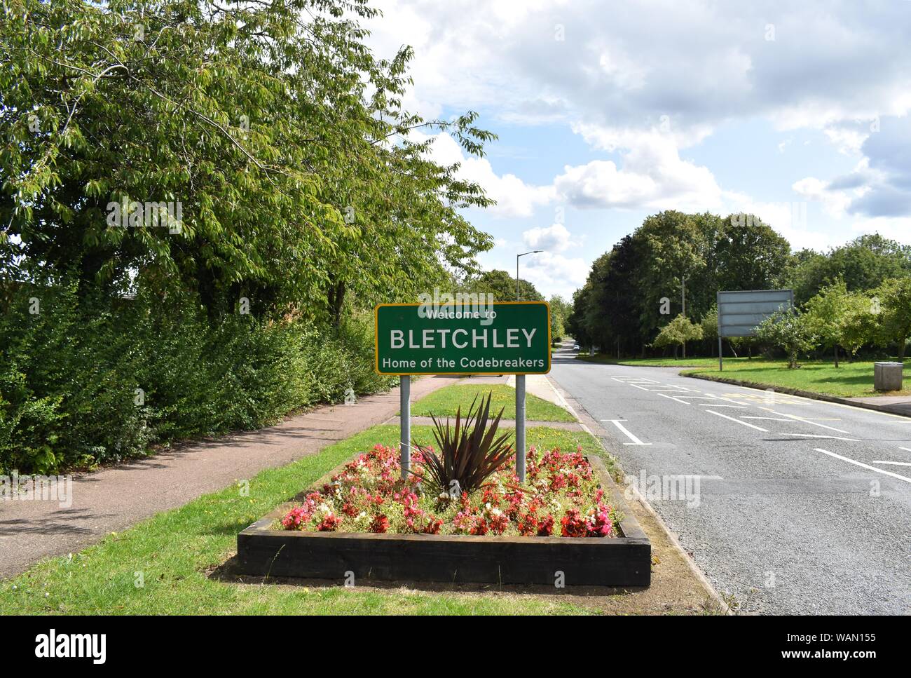 Bletchley, Milton Keynes is home to Bletchley Park, where the codebreakers (most notably Alan Turing) worked during WW2. Stock Photo