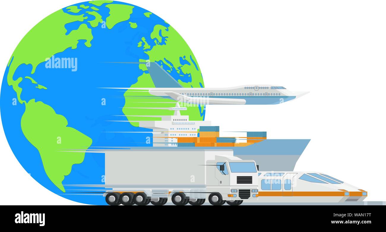 Logistic Transport Cargo World Globe Design Stock Vector