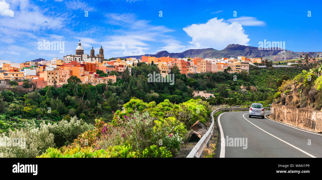 Travel in Gran Canaria island- beautiful Aguimes town. Best of Grand Canary Stock Photo