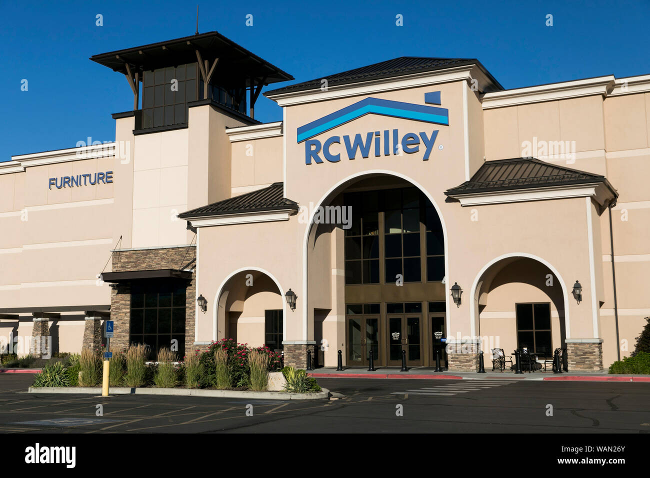 A logo sign outside of a RC Willey Home Furnishings retail store location in Orem, Utah on July 29, 2019. Stock Photo