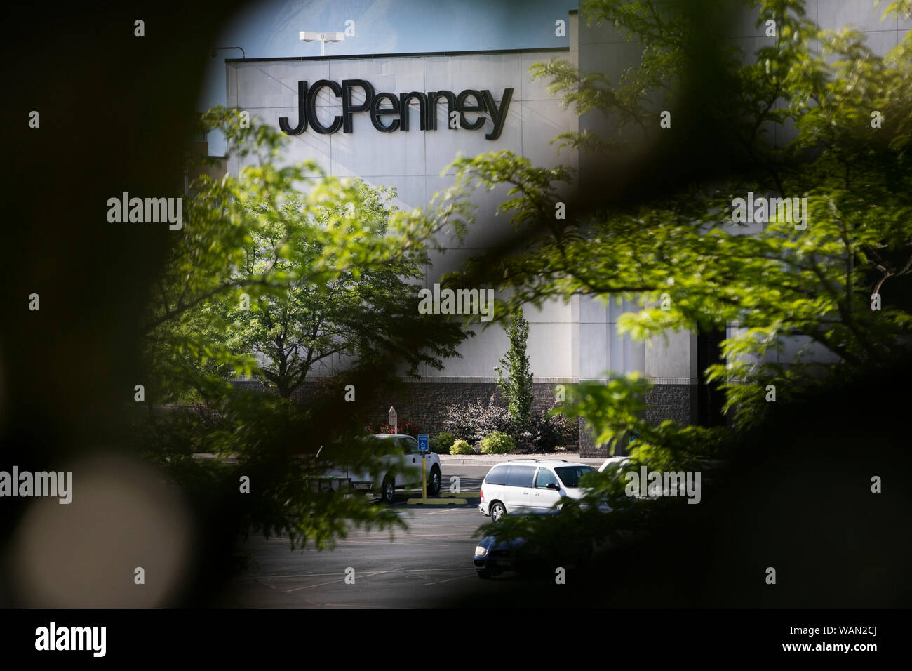 A logo sign outside of a JC Penney retail store location in Provo, Utah on July 29, 2019. Stock Photo