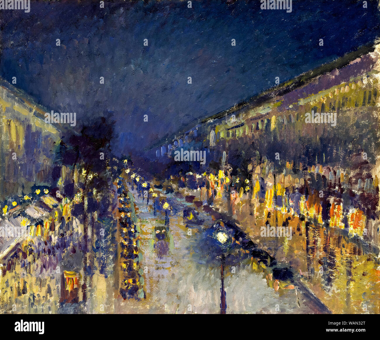 Pissarro. Painting titled 'The Boulevard Montmartre at Night' by Camille Pissarro, 1897 Stock Photo