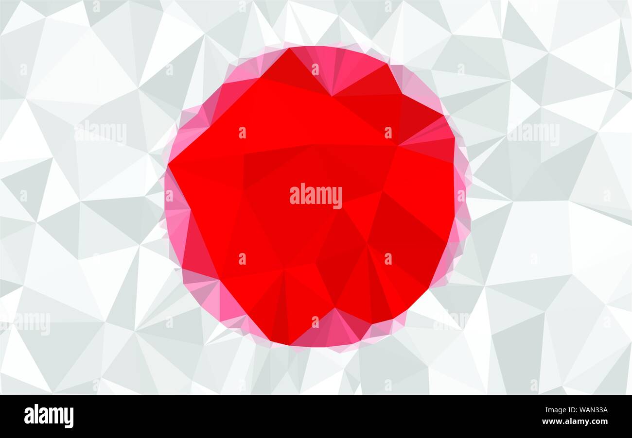 Dark Red circle,, flag Japan, White triangular low poly, Mosaic pattern Background, Vector illustration graphic, Creative Origami style with gradient Stock Vector