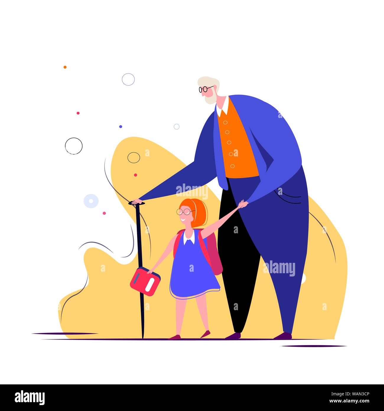 Grandfather and granddaughter back Stock Vector Images Alamy