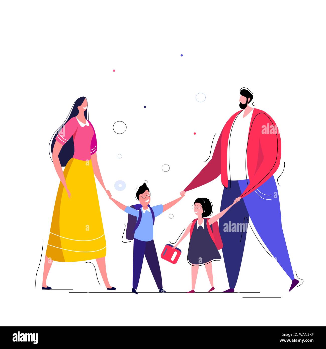 Family Lifestyle Parents Take Their Children To The School In The Morning Happy Kids Go To School A Pupils Children Walking Back To Studying With The Stock Vector Image Art Family Lifestyle Parents Take Their Children To The School In The Morning Happy Kids Go To School A Pupils Children Walking Back To Studying With The Stock Vector Image Art