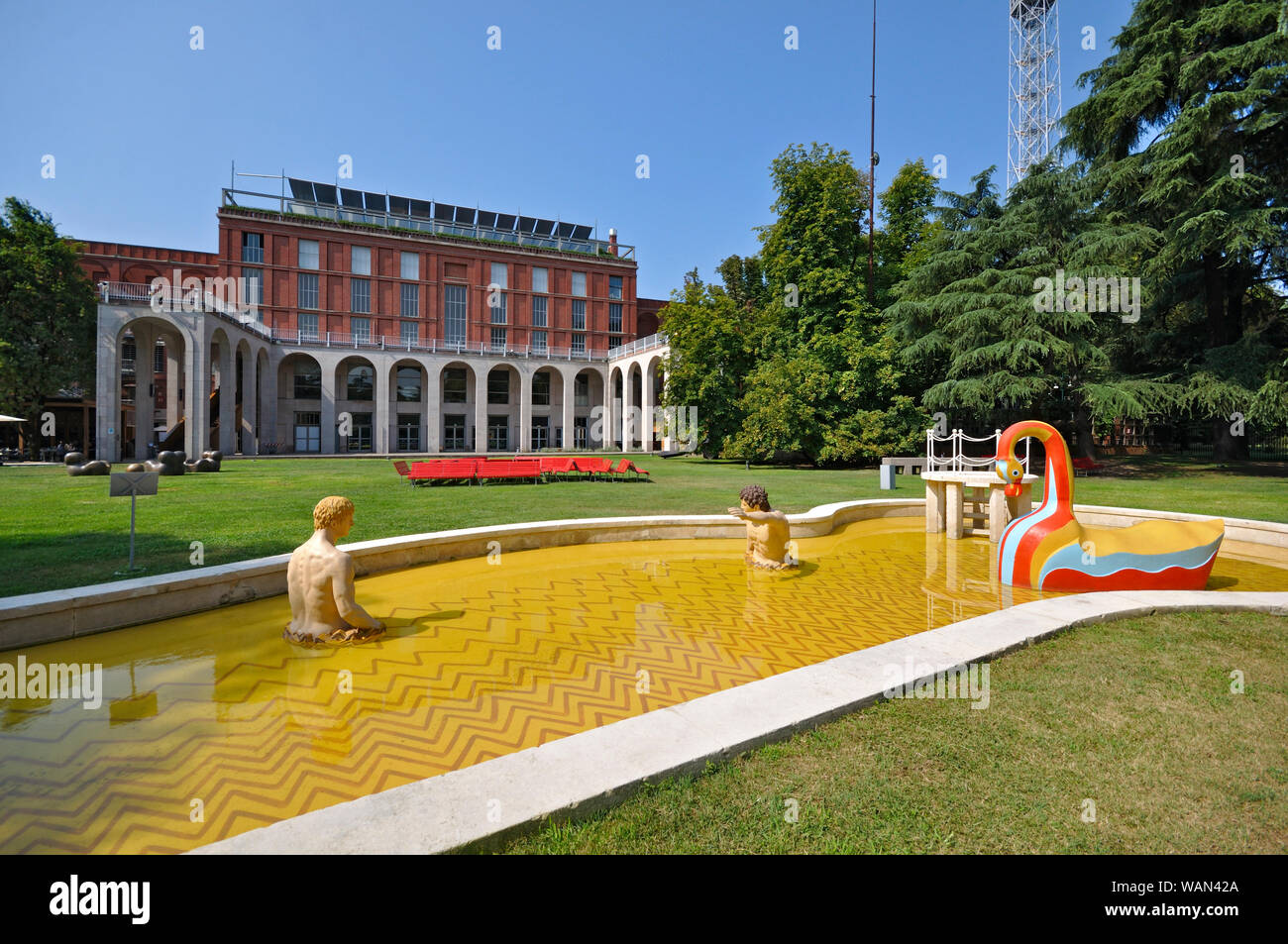 Italy, Lombardy, Milan, Sempione Park, Triennale Design Museum, Bagni Misteriosi Fountain by Giorgio De Chirico Stock Photo