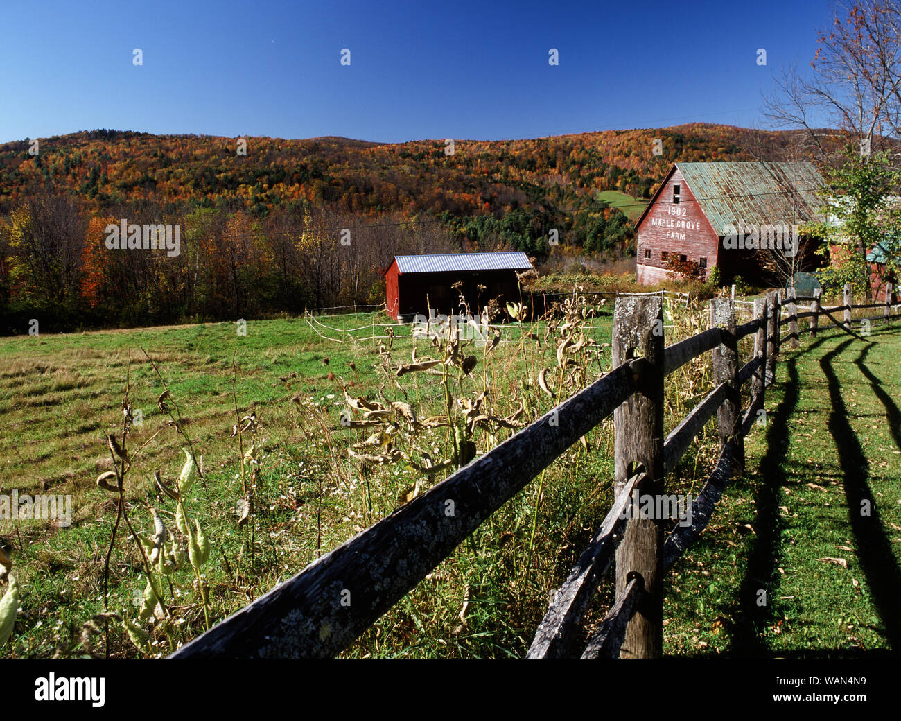Vermont farm in autumn Stock Photo
