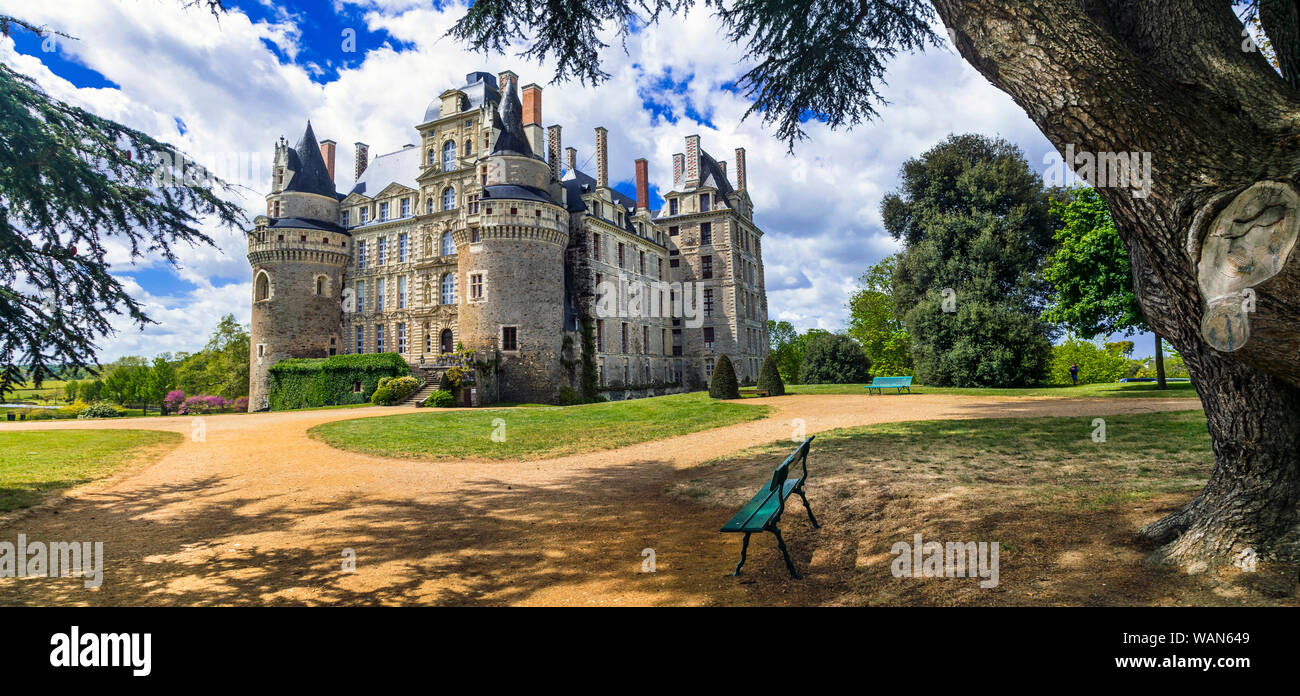 Most beautiful castles of France in Loire valley - Cheteau de Brissac Stock Photo