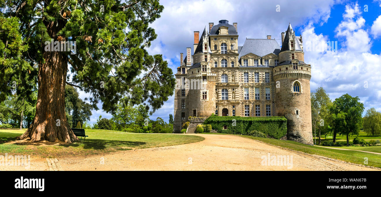 Most beautiful castles of France in Loire valley - Cheteau de Brissac Stock Photo