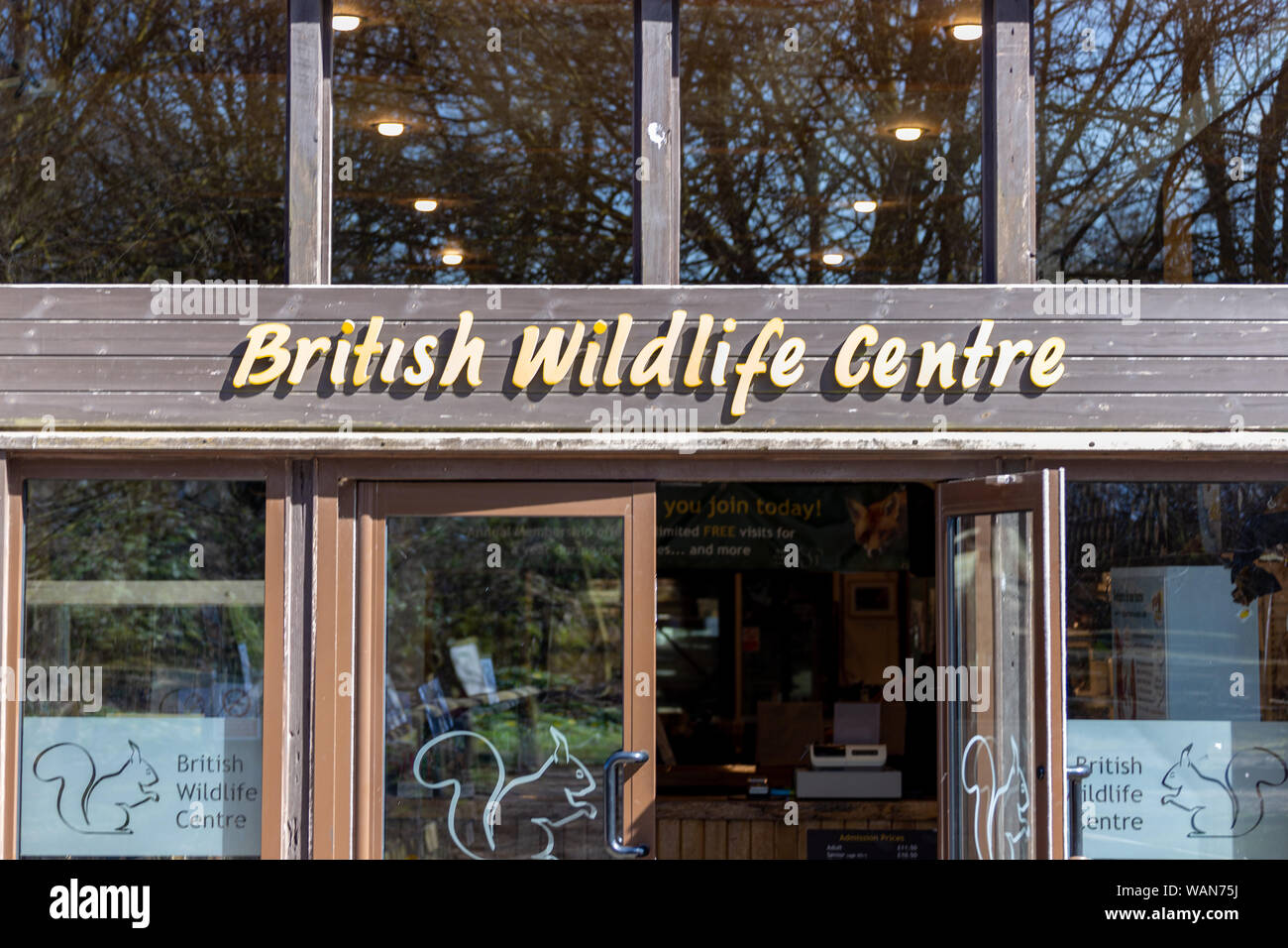 The exterior of the British Wildlife Centre in Lingfield, Surrey, UK Stock Photo