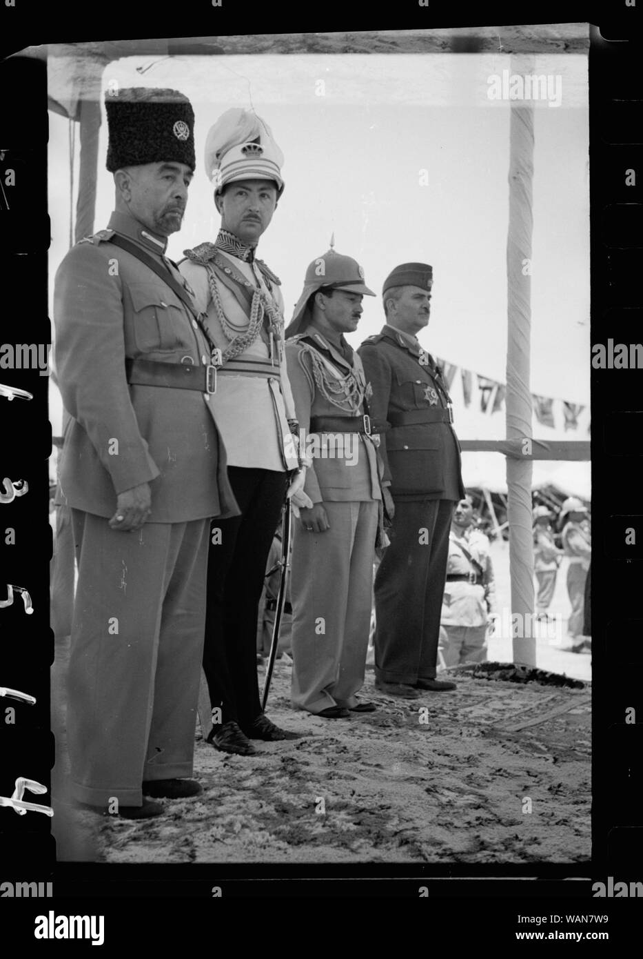 Coronation of King Abdullah in Amman on May 25, '46. King Abdullah, Emir Abdul Illah (Regent of