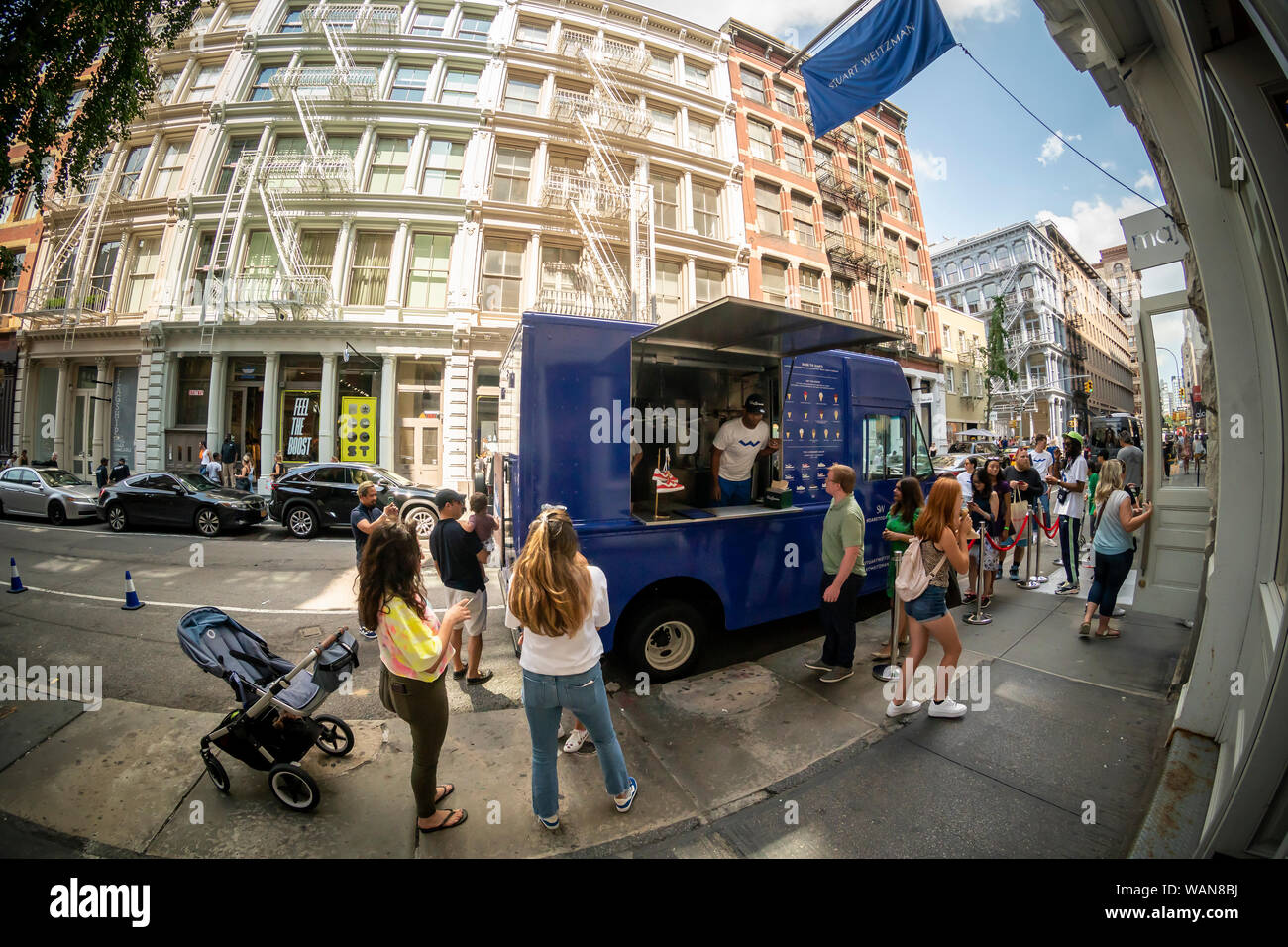 Hordes Of Ice Cream And Shoe Lovers Line Up Outside The Stuart Weitzman Store In Soho In New York On Saturday August 17 2019 For A Branding Event For Weitzman S Darryl Sneakers See more ideas about shoe lover, me too shoes, shoes.