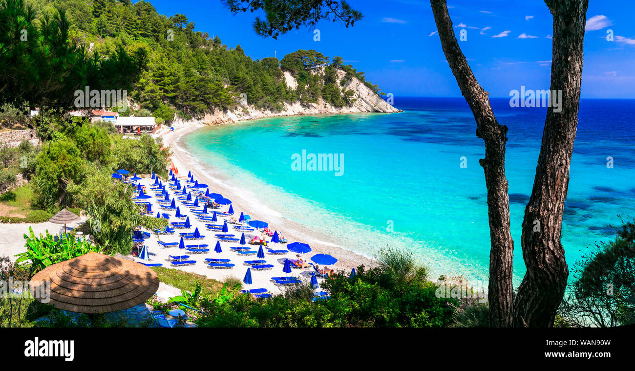 One of the most beautiful beaches of Greece - Lemonakia in Samos island Stock Photo