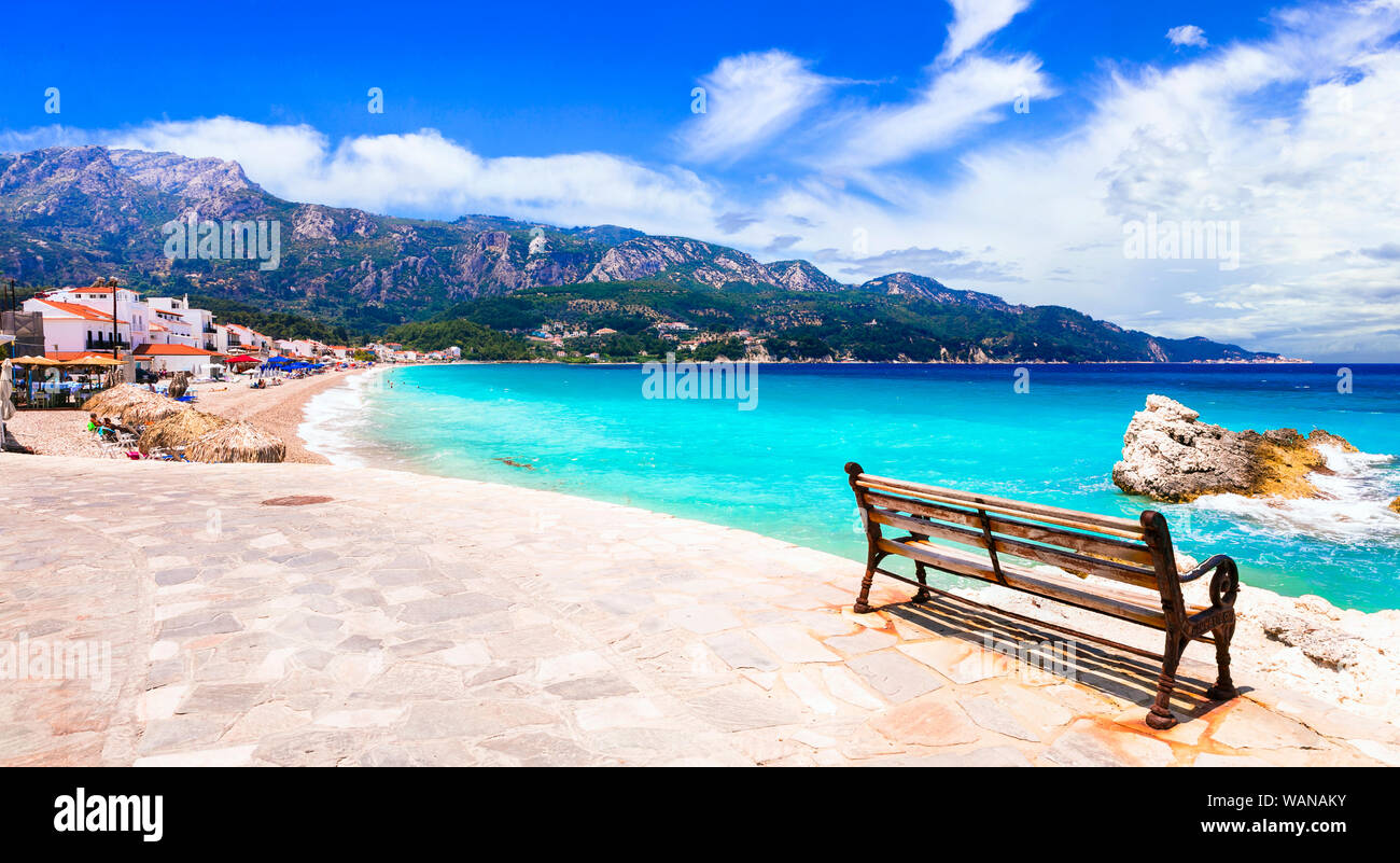 Beautiful beach of Samos island,near Kokkari village,Greece. Stock Photo