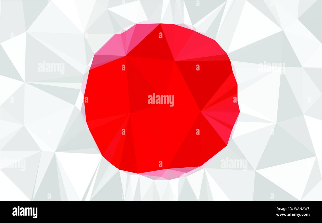 Dark Red circle,, flag Japan, White triangular low poly, Mosaic pattern Background, Vector illustration graphic, Creative Origami style with gradient Stock Vector