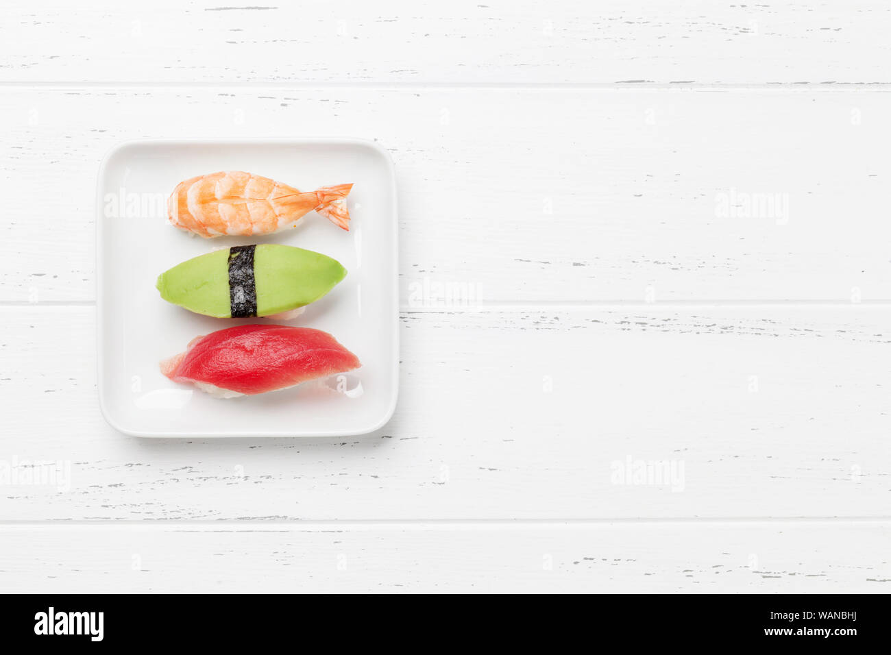 Japanese Sushi Set Top View Flat Lay Copy Space Stock Photo by