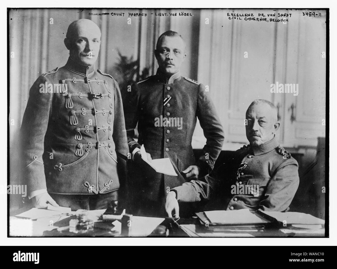 Count Harrach -- Lt. Von Lobel -- Excellenz Dr. Von Sandt, Civil Governor Belgium Stock Photo
