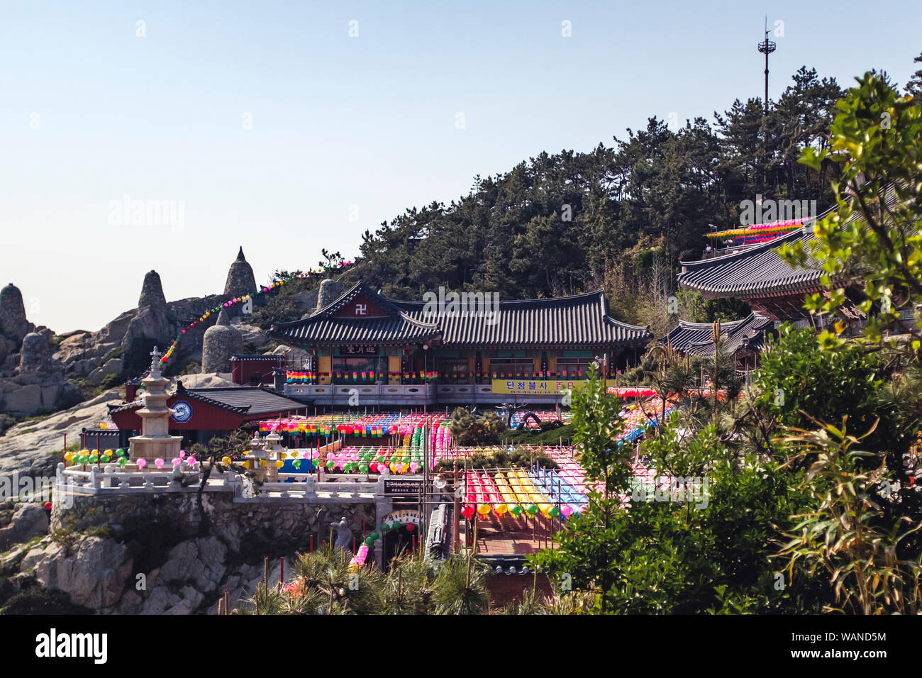 Laterns at Haedong Yonggungsa Temple in Busan, South Korea Stock Photo