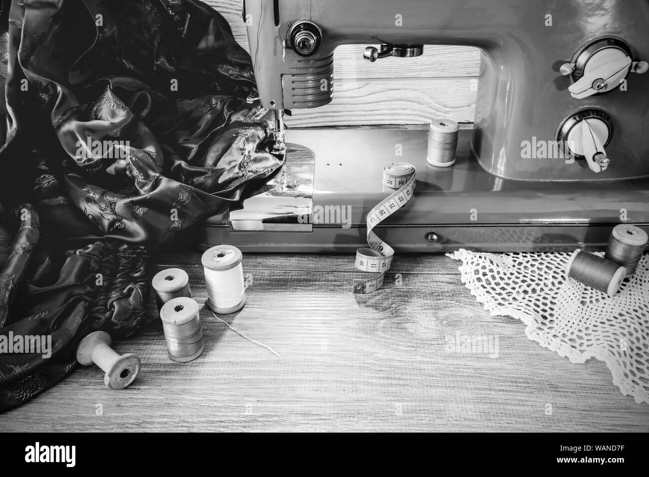 Sewing thread reels Black and White Stock Photos & Images - Alamy