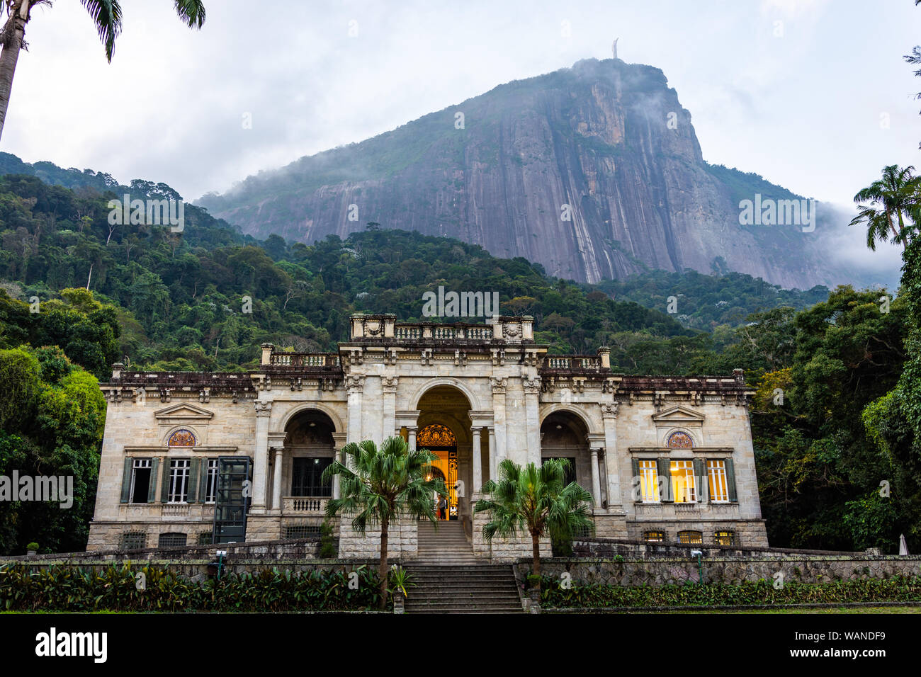 Lage Park mansion with Corcovado Mountain on the back, Rio de Janeiro Stock Photo