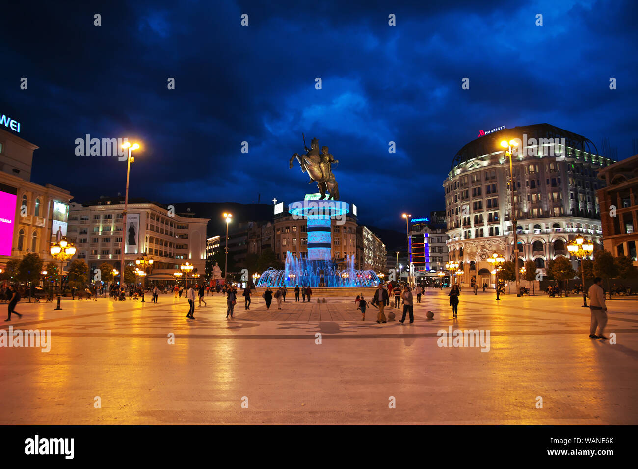 Night in Skopje of Macedonia, Balkans Stock Photo - Alamy