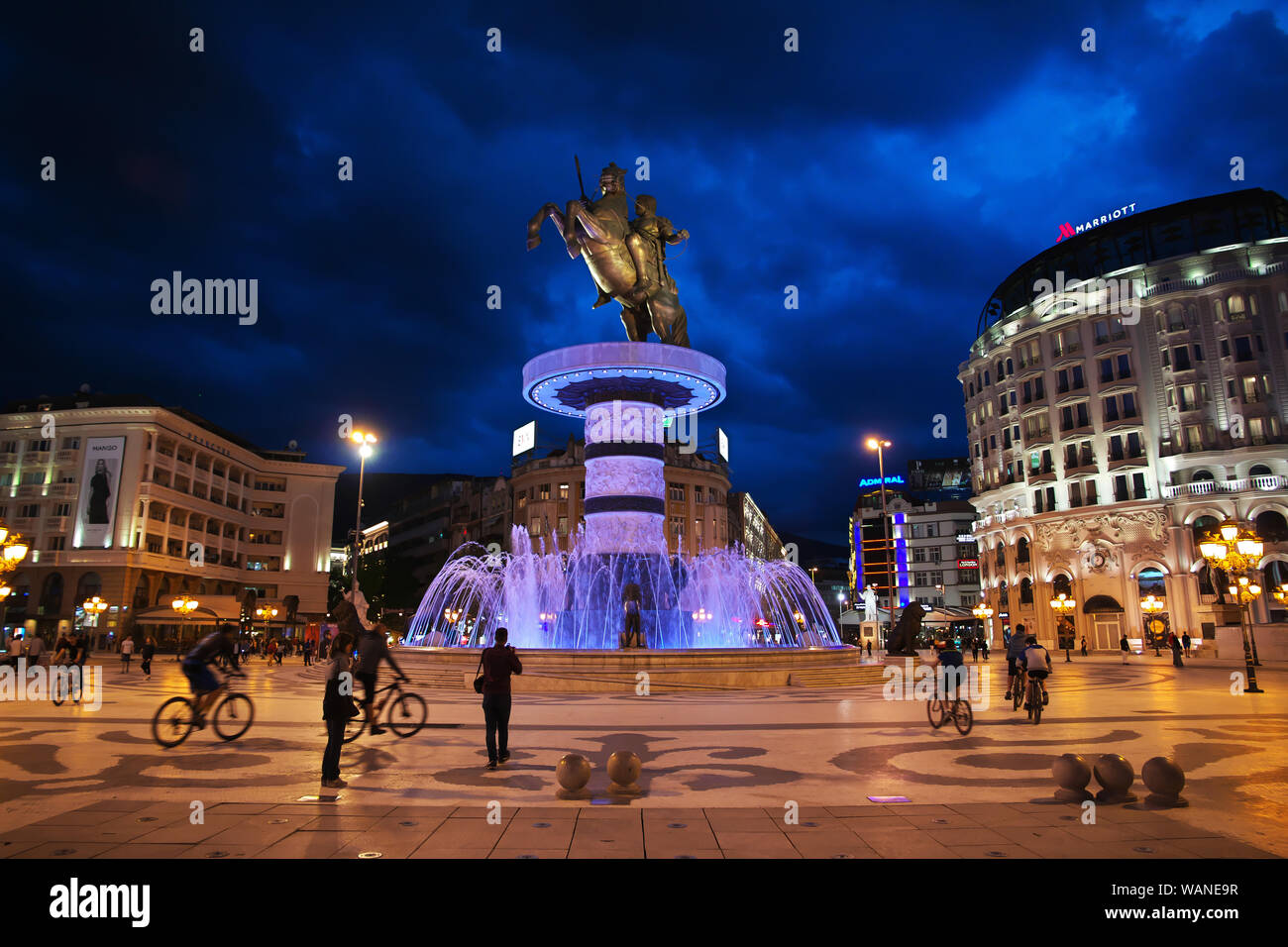 Night in Skopje of Macedonia, Balkans Stock Photo Alamy
