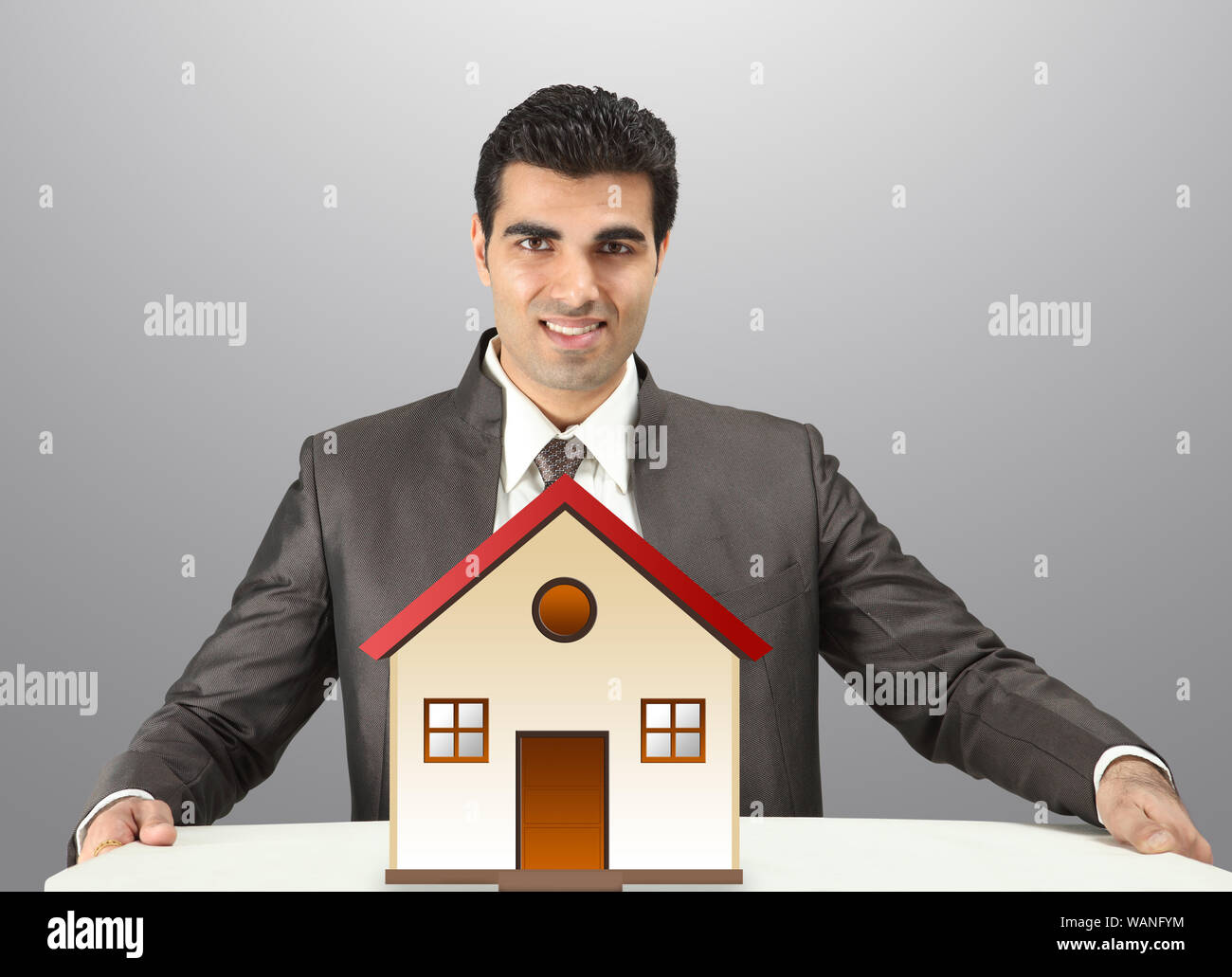 Real estate agent showing dream home Stock Photo
