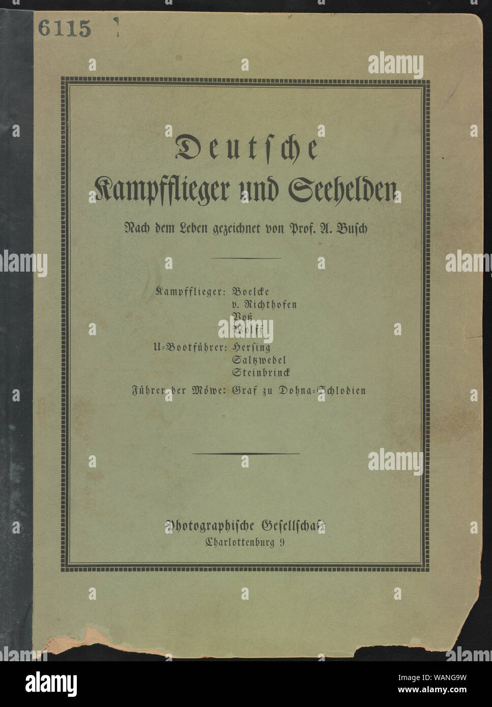 Cover of portfolio: Deutsche Kampfflieger und Seehelden nach dem Leben gezeichnet von A. Busch Stock Photo