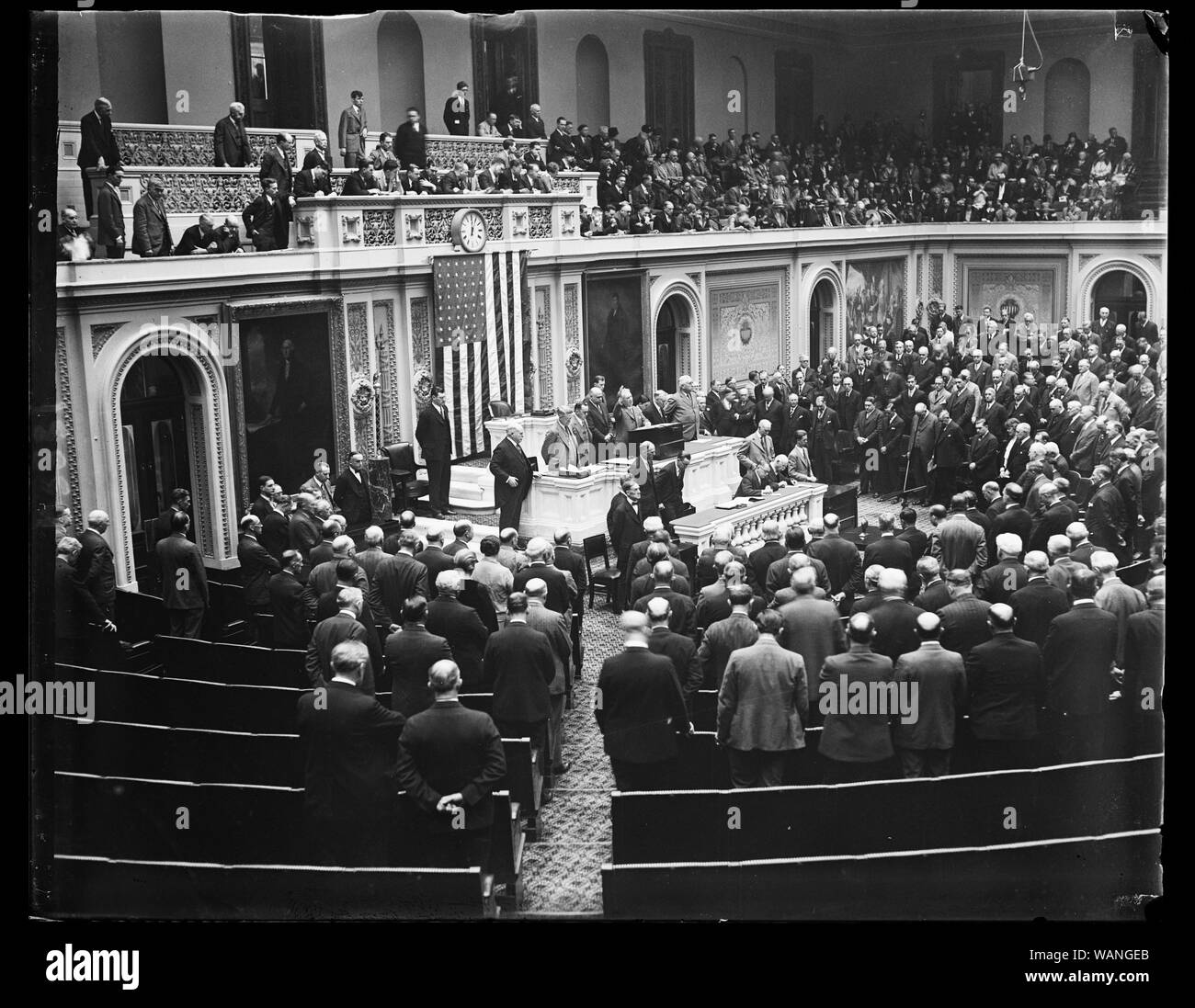 Covering of extra session of Congress, scene in the House of Representatives today when Congress