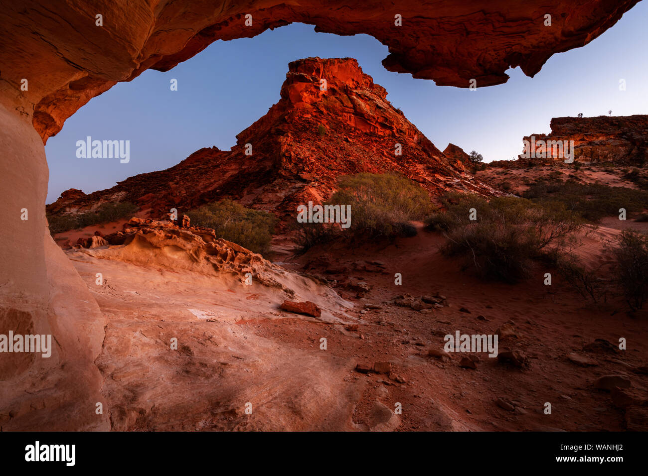 Deep red colours at Rainbow Valley in Australia's desert. Stock Photo