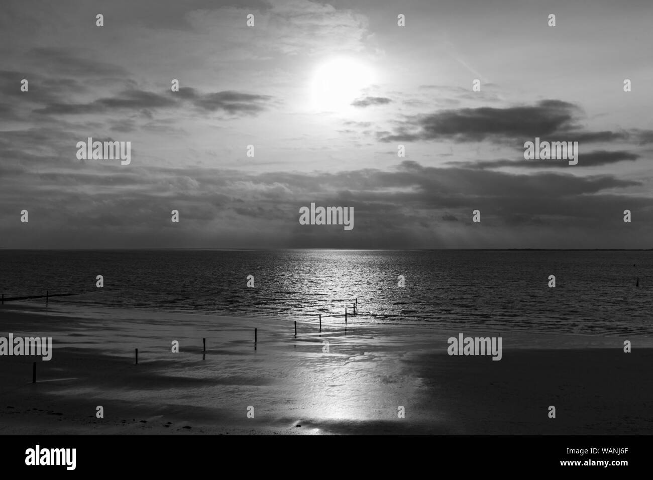 Norderney, Strand, Himmel, Meer, Gegenlicht Stock Photo